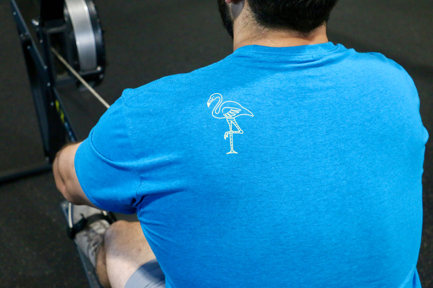 Flamingo detail on back of hand written tee
